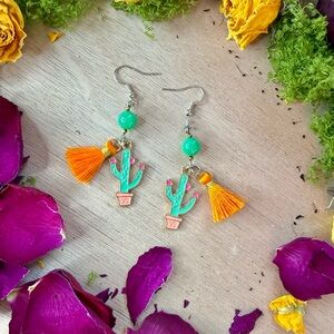 Handmade Green Aventurine Earrings with Succulent Charms ✨